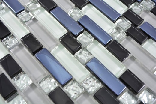 Varillas de mosaico de vidrio Mosaicos blanco gris negro grafito Galvanizado MOS87-IL007