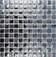 Muestra de mano mosaico azulejo translúcido negro mosaico de vidrio cristal lustre negro MOS88-8LU89_m