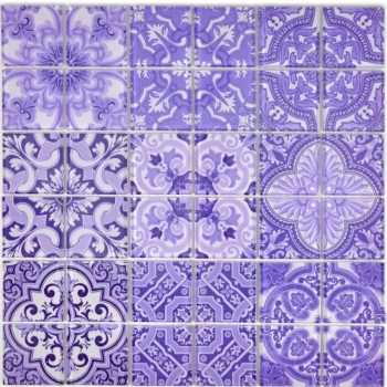 Muestra de mano retro vintage mosaico azulejo translúcido púrpura mosaico de vidrio Cristal ITALIA MOS68-Retro-I_m