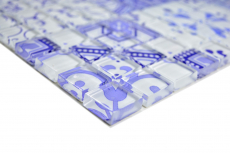 Muestra de mano retro vintage mosaico azulejo mosaico de vidrio azul translúcido Crystal Design azul MOS88-Retro-33_m