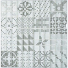 Retro vintage mosaico mosaico de vidrio gris translúcido Crystal Design gris MOS88-Retro-35_f | 10 esteras de mosaico