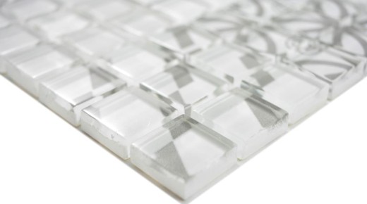 Mosaico de vidrio retro vintage mosaico azulejos blanco gris MOS88-Retro-35