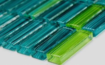 Mosaico de mosaico verde translúcido varillas de mosaico de vidrio verde cristal MOS77-0508_f | 10 esteras de mosaico