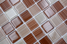 Mosaico de vidrio mosaico azulejos línea beige marrón azulejo espejo pared de la ducha MOS64-1209
