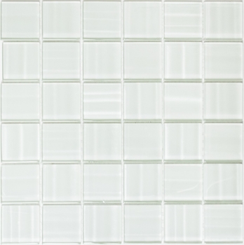 Muestra de mano mosaico azulejo Blanco translúcido Mosaico de vidrio Cristal Holograma Código de barras blanco MOS110-0104_m