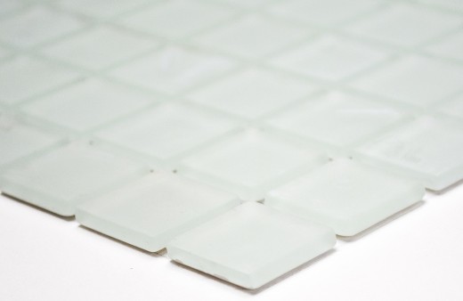Mosaico de azulejos de vidrio de leche blanca con tinte verde mosaico de vidrio mate esmerilado mosaico estera MOS60-0111