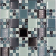 Mosaico de vidrio azulejos de mosaico gris negro antracita MOS78-0204