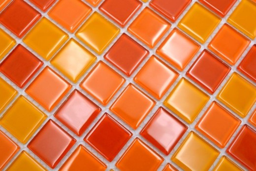 Mosaico de azulejos de vidrio mosaico amarillo naranja rojo mosaico MOS62-0802