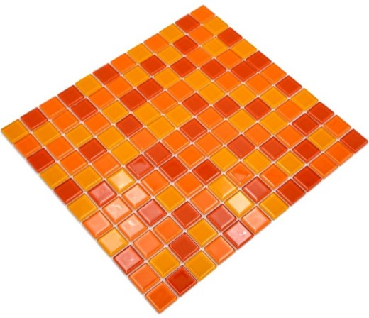 Mosaico de azulejos de vidrio mosaico amarillo naranja rojo mosaico MOS62-0802