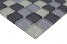 Mosaico de vidrio azulejos de mosaico blanco gris antracita BAÑO WC cocina PARED MOS72-0204