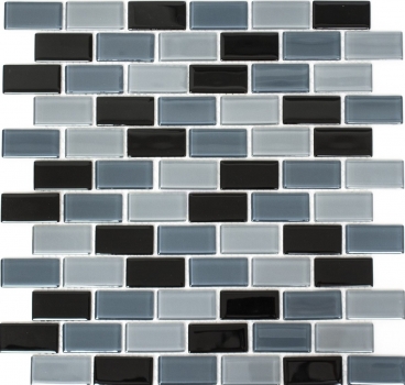 Muestra de mano mosaico azulejo Translúcido negro Ladrillo Mosaico de vidrio Cristal negro MOS66-0208_m