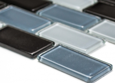 Muestra de mano mosaico azulejo Translúcido negro Ladrillo Mosaico de vidrio Cristal negro MOS66-0208_m