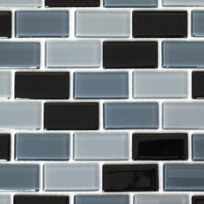 Muestra de mano mosaico azulejo Translúcido negro Ladrillo Mosaico de vidrio Cristal negro MOS66-0208_m
