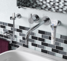 Mosaico de vidrio Mosaico estera Mosaico frontera blanco gris negro Pared compuesta Ladrillo MOS76-0204