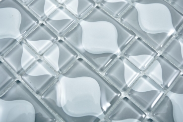 Mosaico de vidrio mosaico azulejos 3D gris diseño de puntos BATH WC cocina PARED MOS68-0215