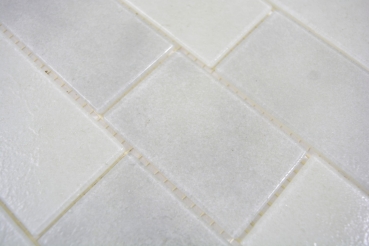 Muestra de mano mosaico azulejo translúcido blanco albañilería enlace Bianco BAD WC cocina WANDMOS68-0139L_m
