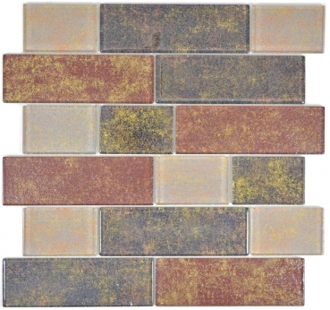 Muestra de mano mosaico azulejo translúcido mampostería marrón compuesto Rusty Brown MOS68-1379L_m