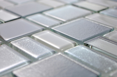 Muestra de mano mosaico azulejo combinación gris translúcido gris iridiscente MOS68-0213G_m