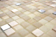 Muestra de mano mosaico azulejo piedra translúcida blanco SEDA BAÑO WC COCINA PARED MOS91-0214_m
