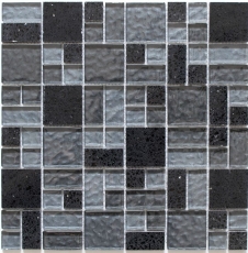 Piedra artificial mosaico de vidrio azulejos de mosaico compuesto negro gris oscuro antracita azulejo backsplash cocina - MOS88-K989