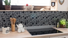 Piedra artificial mosaico de vidrio azulejos de mosaico compuesto negro gris oscuro antracita azulejo backsplash cocina - MOS88-K989