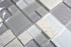 Muestra de mano mosaico azulejo translúcido compuesto blanco combinación mosaico de vidrio Cristal Artificial blanco MOS88-K990_m