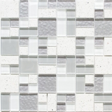 Piedra artificial vidrio mosaico mosaico azulejos compuesto blanco viejo blanco claro gris antracita azulejo backsplash pared - MOS88-K990