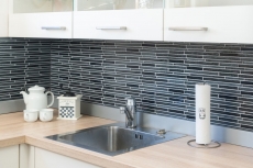Mosaico de vidrio piedra artificial varillas mosaico azulejo compuesto negro antracita gris oscuro pared frente a la cocina WC - MOS86-MS89