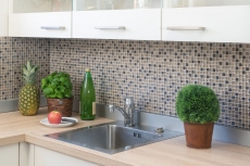 Mosaico de vidrio mosaico azulejo beige resina mate esmerilado oro ocre azulejo backsplash cocina backsplash baño azulejo - MOS92-1207