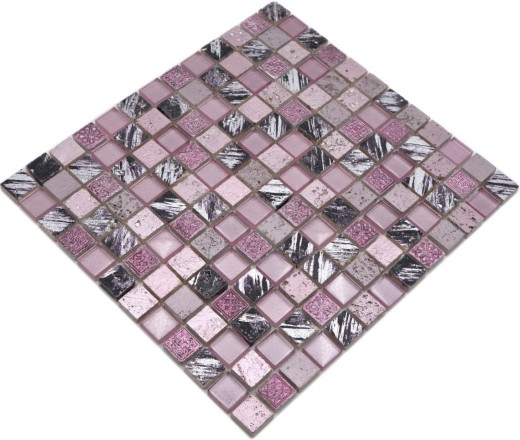 Piedra artificial mosaico rústico azulejo mosaico de vidrio resina rosa magenta BAÑO WC cocina PARED azulejo backsplash - MOS82-1104