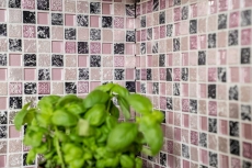 Piedra artificial mosaico rústico azulejo mosaico de vidrio resina rosa magenta BAÑO WC cocina PARED azulejo backsplash - MOS82-1104