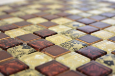 Piedra artificial mosaico rústico azulejo mosaico de vidrio resina beige rojo marrón vainilla negro azulejo backsplash pared cocina cuarto de baño aseo - MOS83-CMCB25