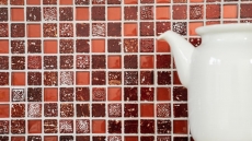 Piedra artificial mosaico rústico azulejo mosaico de vidrio de resina de color rojo oscuro fuego rojo BAD WC cocina splashback azulejo espejo de pared - MOS82-0906
