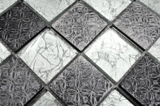 Muestra de mano mosaico azulejo espejo translúcido plata vidrio mosaico cristal resina óptica plata MOS88-8OP6_m