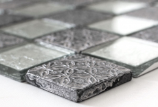 Muestra de mano mosaico azulejo espejo translúcido plata vidrio mosaico cristal resina óptica plata MOS88-8OP6_m