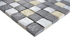 Piedra artificial mosaico rústico azulejo resina gris negro antracita plata crema beige brillo azulejo backsplash pared cocina cuarto de baño - MOS83-0226