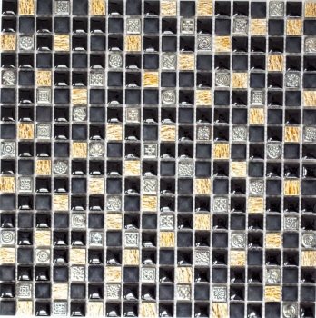 Muestra de mano mosaico azulejo azulejo backsplash resina cobre negro resina piedra cobre negro MOS92-0301_m