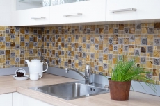 Mosaico de vidrio piedra artificial mosaico azulejos resina oro gris plata ornamento azulejo backsplash pared baño cocina - MOS88-0790