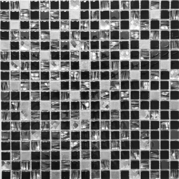 Mosaico de azulejos translúcidos de acero inoxidable de vidrio negro de mosaico de cristal de acero negro de vidrio MOS92-0304_f