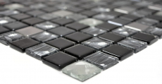 Azulejos de mosaico de acero inoxidable mosaico de vidrio antracita plata negro MOS63-CM-426