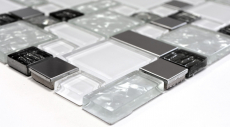 Mosaico de vidrio azulejos de mosaico de acero inoxidable blanco MOS88-01699