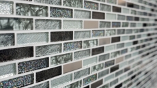 Mosaico de vidrio varillas mosaico azulejos acero inoxidable brillo plata gris antracita negro MOS87-IL017