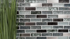 Mosaico de vidrio varillas mosaico azulejos acero inoxidable brillo plata gris antracita negro MOS87-IL017