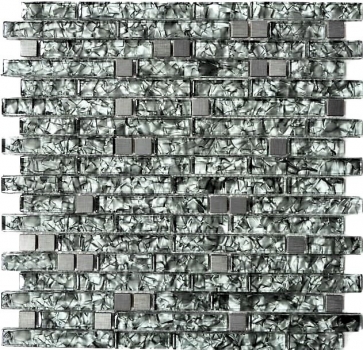 Muestra de mano mosaico azulejo Azulejo backsplash translúcido acero inoxidable verde gris compuesto mosaico de vidrio Cristal acero piedra verde gris MOS87-MV728_m