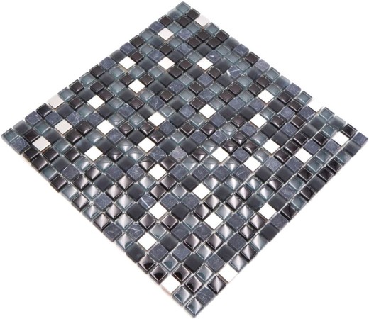 Mosaico de vidrio de piedra natural mosaico de azulejos de acero inoxidable negro antracita gris oscuro plata azulejo backsplash azulejo de la cocina - MOS92-0203