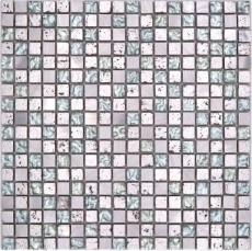 Mosaico de vidrio mosaico azulejo aluminio plata gris resina splashback cocina baño backsplash pared WC - MOS92-0202