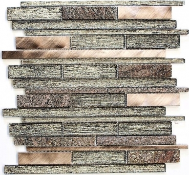 Mosaico de vidrio piedra natural varillas aluminio mosaico bronce cobre brillo pared azulejo backsplash cocina WC - MOS49-GV74