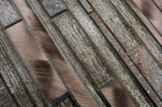 Mosaico de vidrio piedra natural varillas aluminio mosaico bronce cobre brillo pared azulejo backsplash cocina WC - MOS49-GV74
