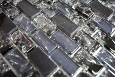 Muestra de mano mosaico azulejo Azulejo backsplash Translúcido negro Ladrillo Mosaico de vidrio Piedra de cristal negro MOS87-b1128_m