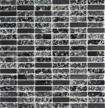 Mosaico de azulejos translúcido negro varillas de vidrio de mosaico de piedra de cristal negro MOS87-s1228_f
